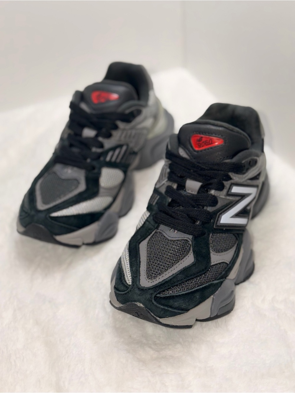 New Balance Kids Black & Gray Sneakers with Red Accents